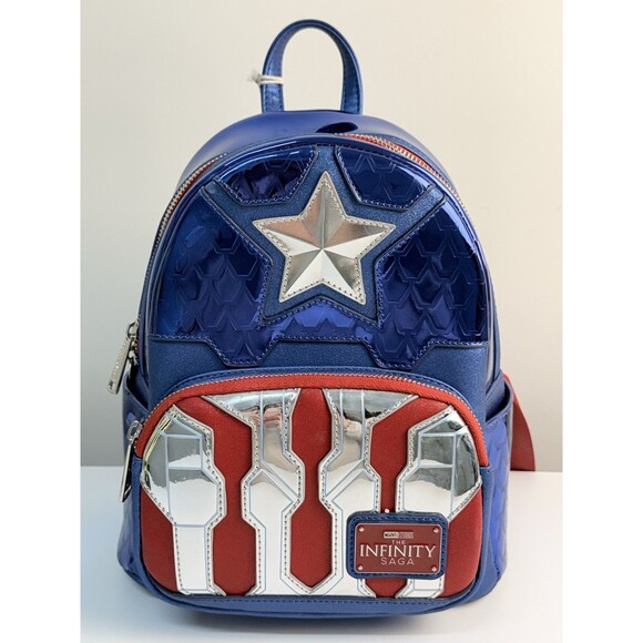 NWT Loungefly Marvel Studio Infinity Saga Captain America Mini Backpack Metallic main image 11